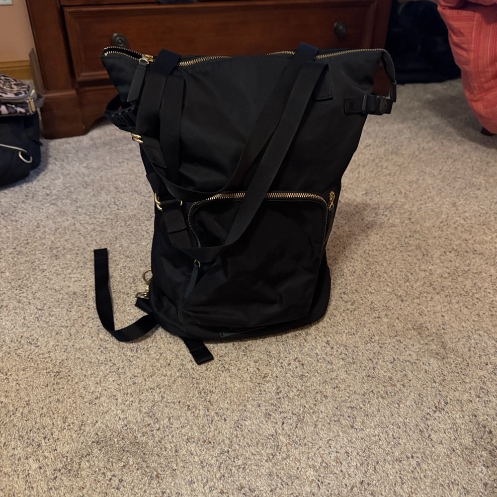 Timbuk2 Convertible Black Backpack with Gold  Hardware